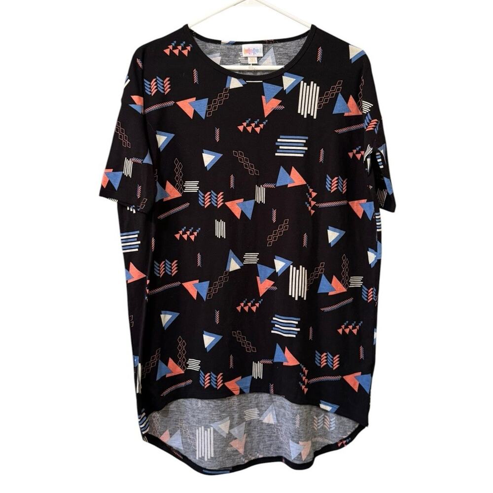 LuLaRoe Women Size XXS Tunic Top Stretch Short Sleeve Geometric Teacher Classic